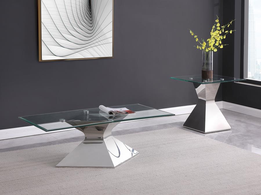 Jenny Glass Top Stainless Steel Coffee Table