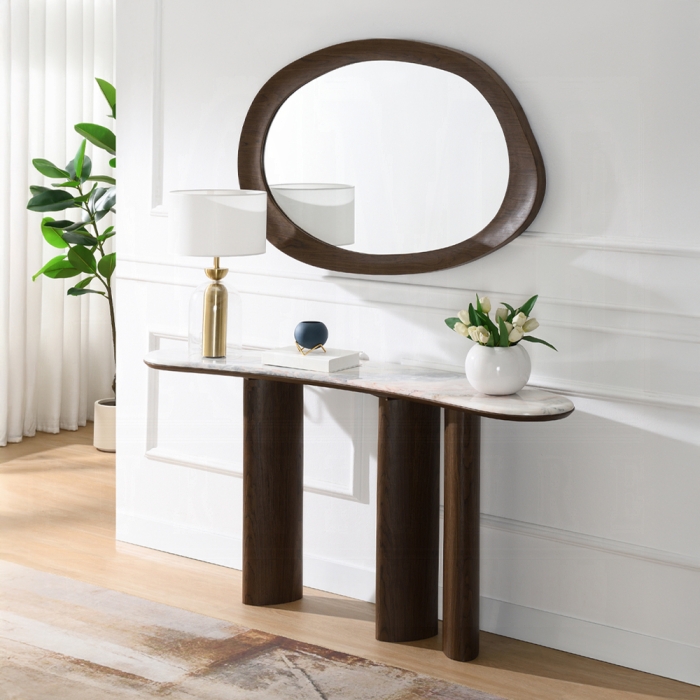 Hanale Console Table with Natural Marble