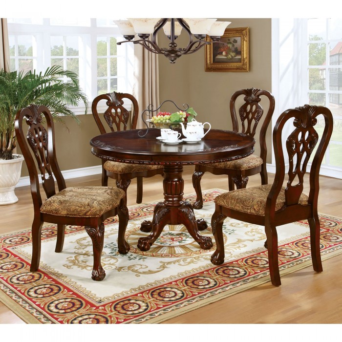 Elana Intricate Carved Details Round Dining Table