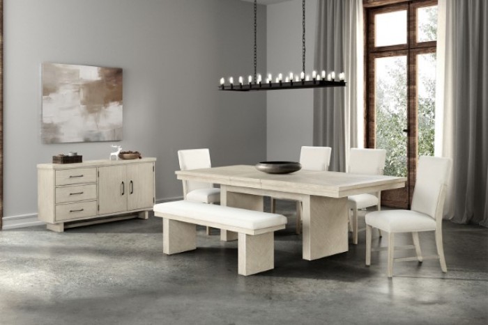 Hagerman Modern Farmhouse Dining Table with Extendable Table Leaf