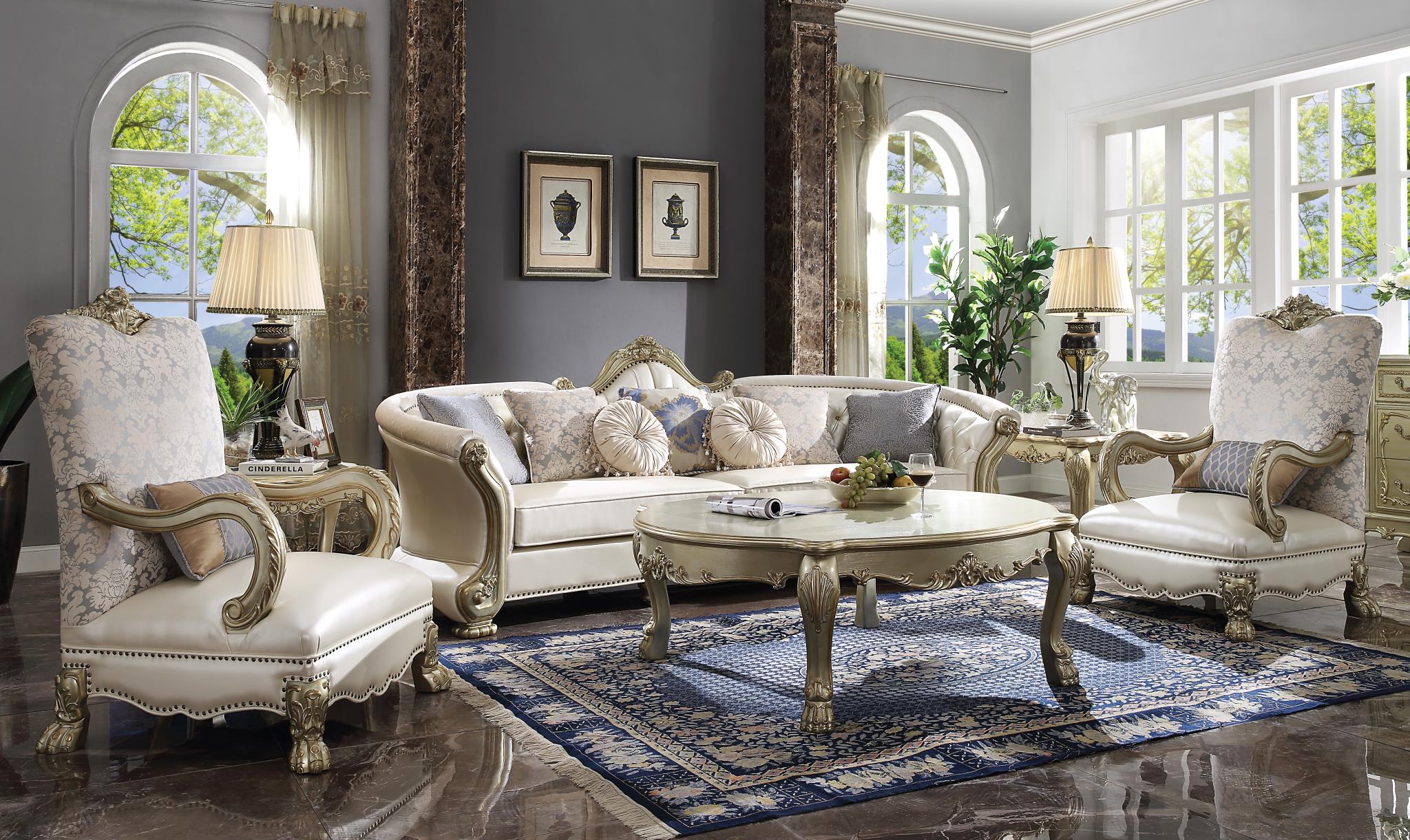 Dresden II Victorian Style Sofa with 7 Pillows