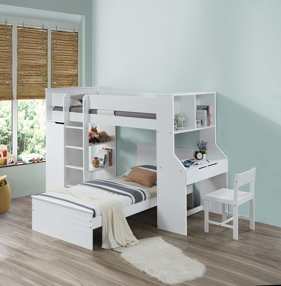 Ragna Loft Bed with Desk and Wardrobe