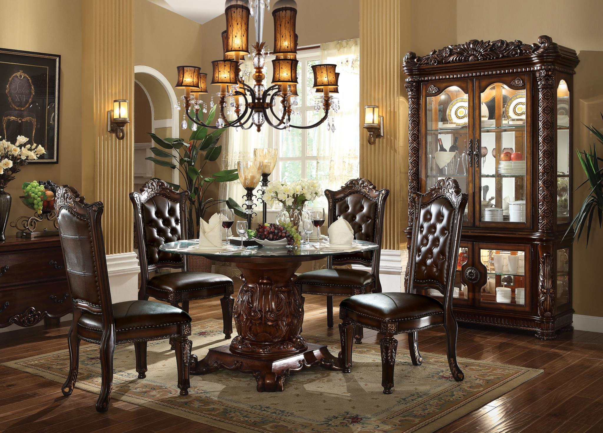 Vendome Glass Top Round Dining Table