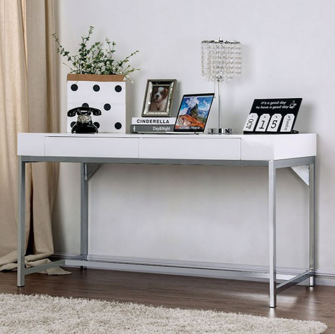 Loke High Gloss USB Port Desk