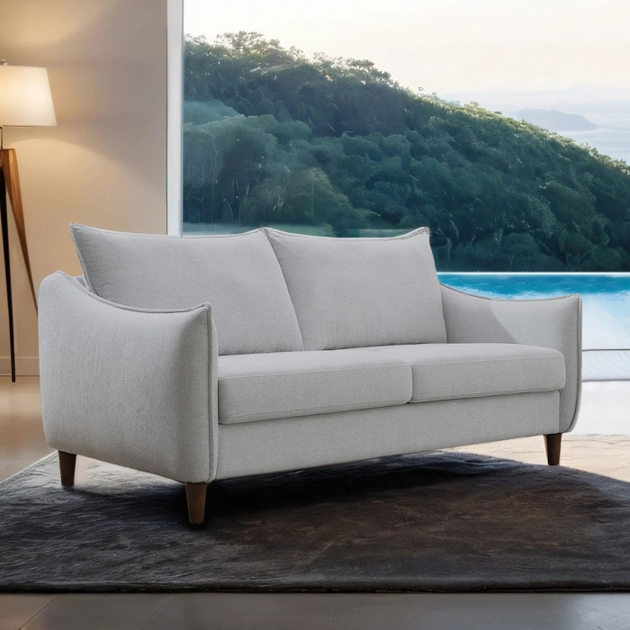 Vermon Contemporary Skinny Slope Arms Loveseat with Flange Trim