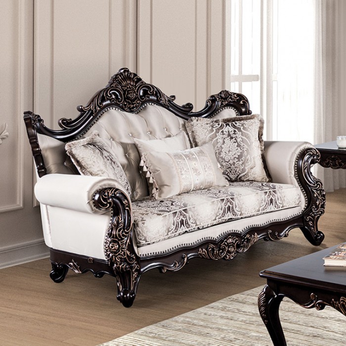 Palencia Traditional Rolled Arms Loveseat with Nailhead Trim