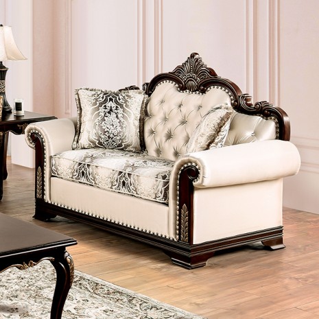 Yucatan Traditional Rolled Arms Loveseat with Nailhead Trim