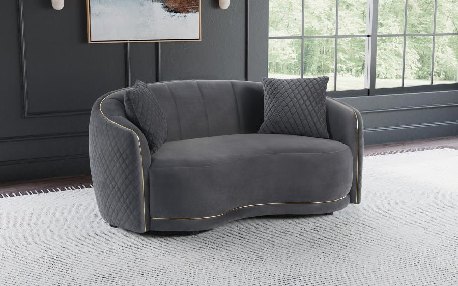 Brookside Velvet Upholstered Curved Loveseat