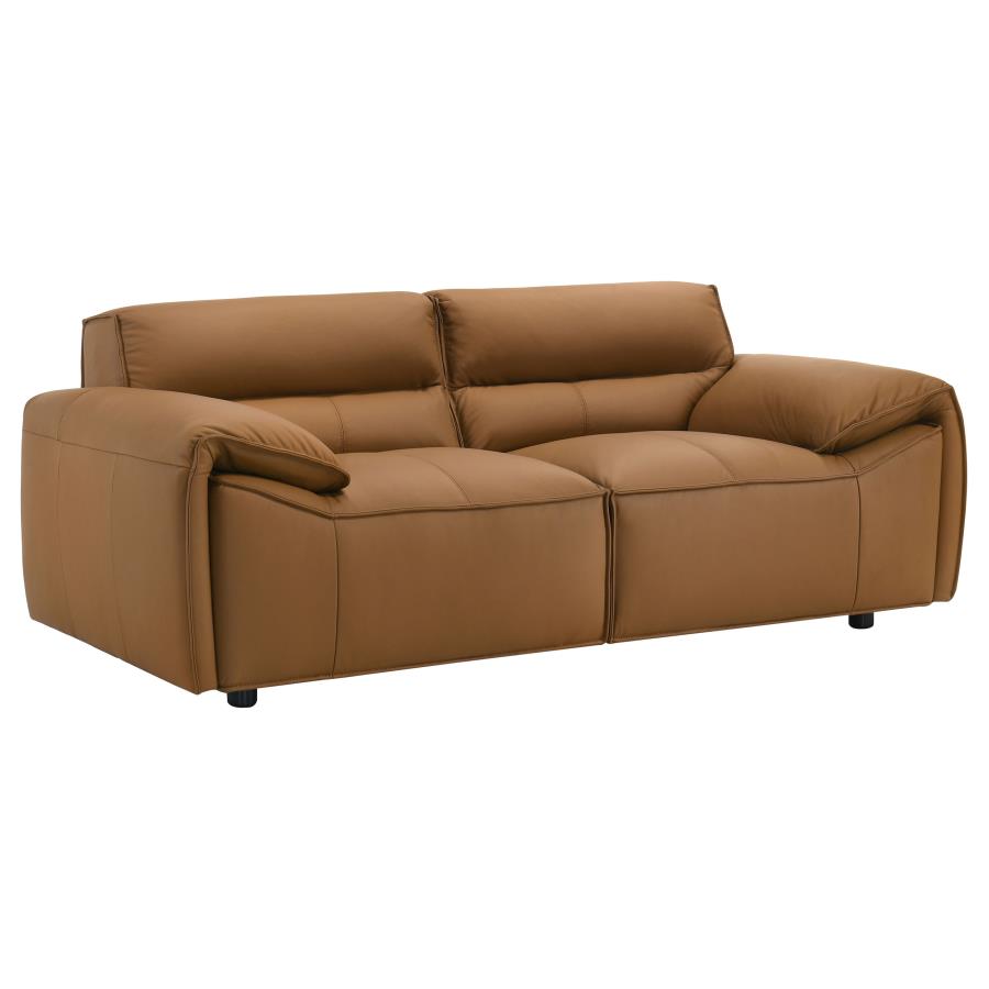 Buxton Top Grain Leather Upholstered Loveseat