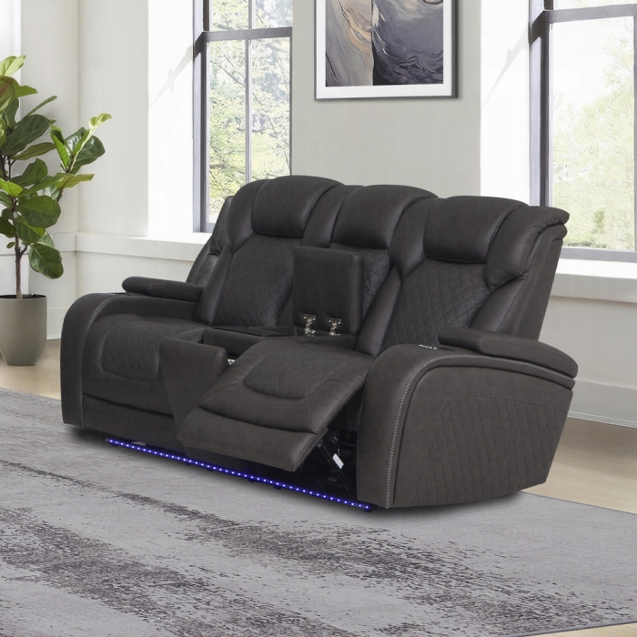 Wendell Power Motion Loveseat w/Dropdown Table, Storage, USB & LED