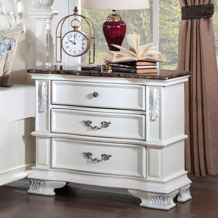 Esparanza Traditional Night Stand with Faux Wood Carved Details