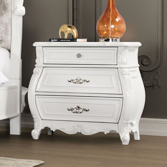 Valentini Traditional Night Stand with Crystal-like Acrylic Buttons