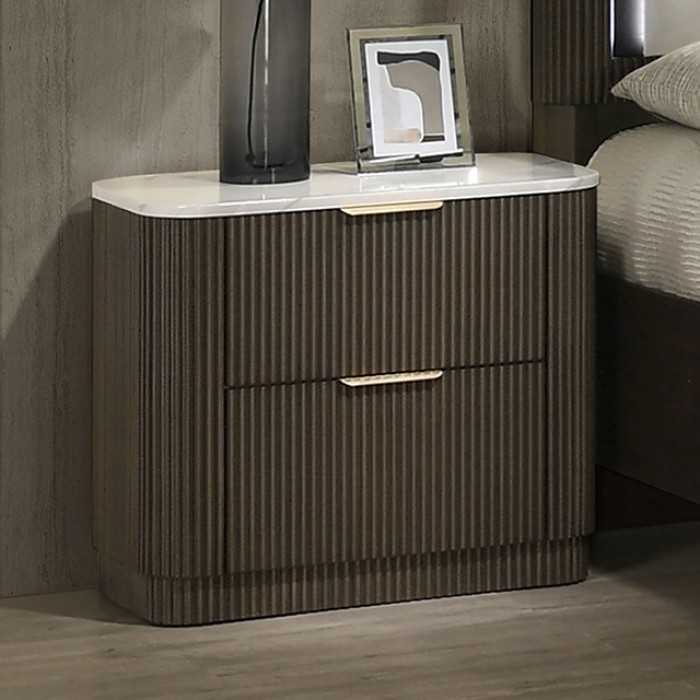 Lantrisant Contemporary Nightstand with Reeded Plinthe Base