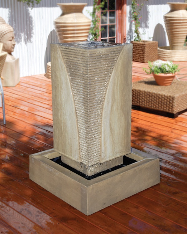 Gist Ribbed Monolith Fountain with Optional Ball