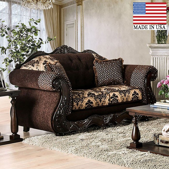 Ronja Wood Trim Traditional Loveseat