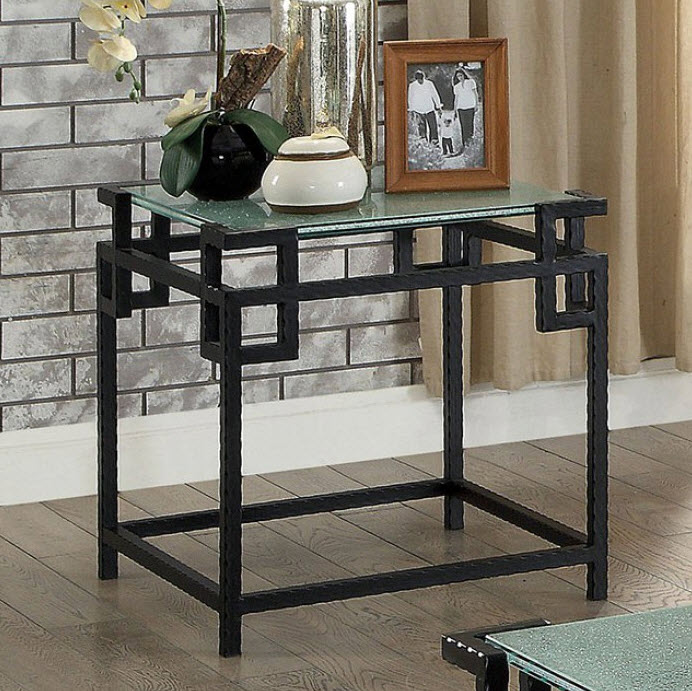 Selene Contemporary Style End Table with Geometric Base