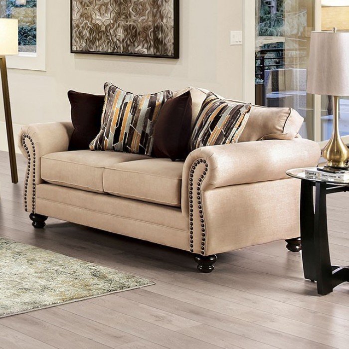 Kailyn Fancy Nailhead Trim Accented Love Seat