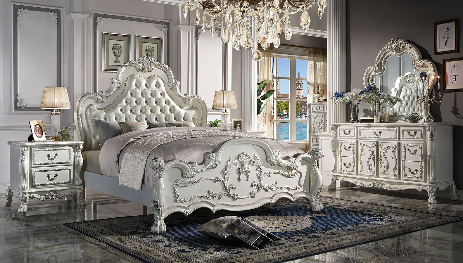 Dresden Button Tufted Traditional Victorian Style Bed