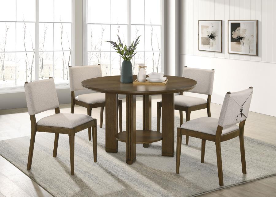 Ottowa 47-inch Round Wood Dining Table with Shelf