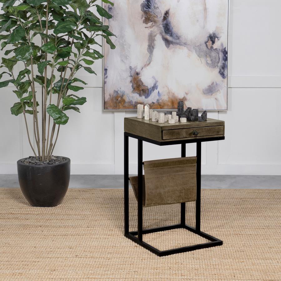 Chessie 1-drawer Side Table With Leatherette Sling