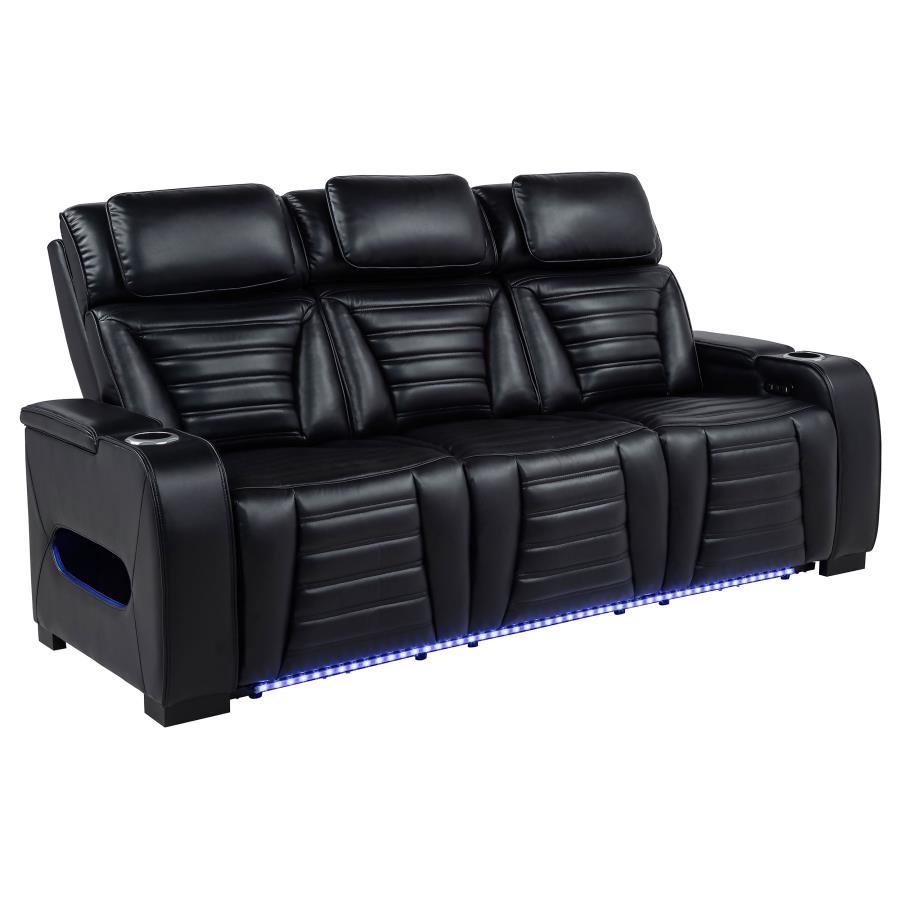 Zuma Faux Leather Dual Power Reclining LED Sofa