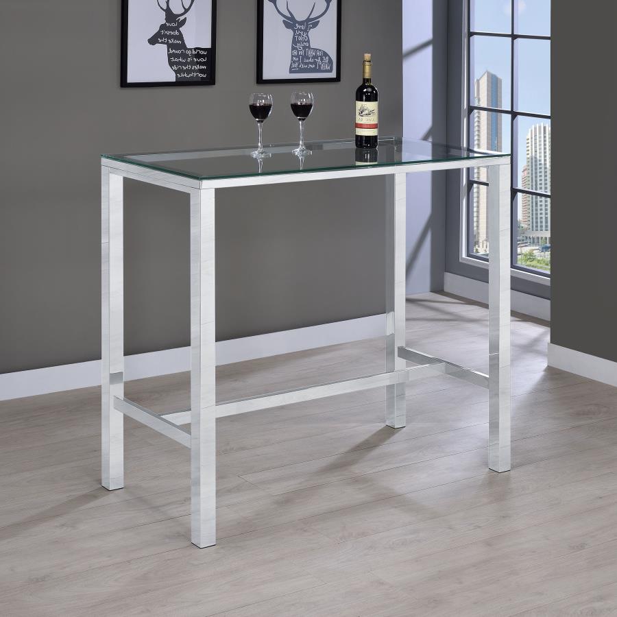 Tolbert Rectangular 47-inch Glass Top Pub Bar Table