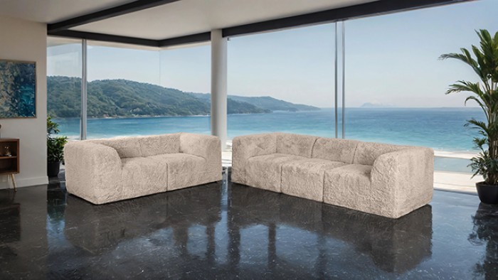 Nappi Contemporary Faux Fur Sofa with Compressed Foam