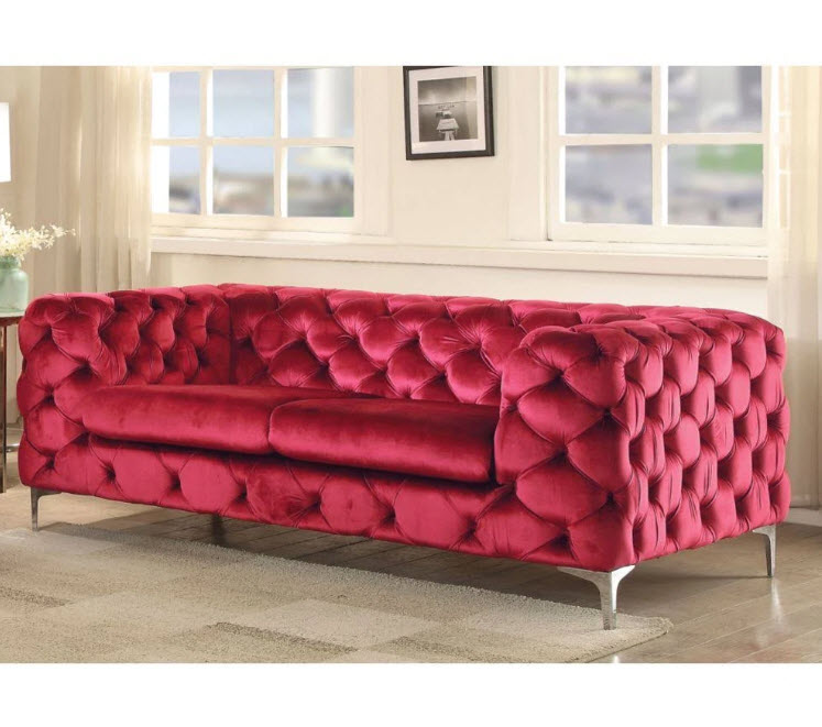 Adam Red Velvet Loveseat