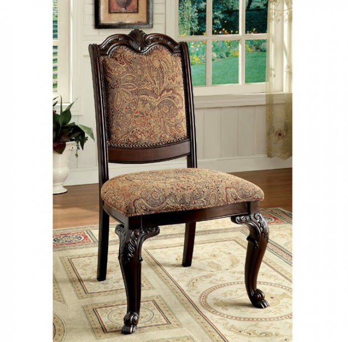 Bellagio Damask Print Fabric Chair Set of 2
