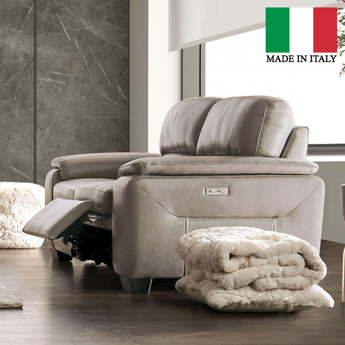 Balderico Transitional Leather Power Loveseat