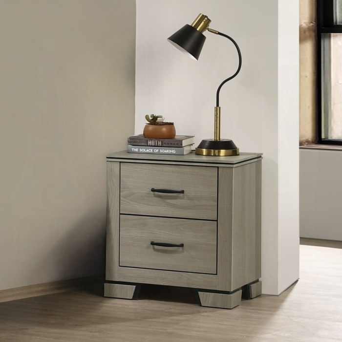 Joanna Composite Wood Weathered Gray Nightstand