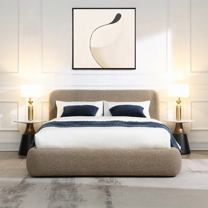 Erica Dark Beige Tweed Platform Bed
