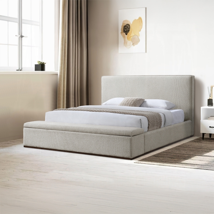 Boxter Gray Linen Storage Platform Bed