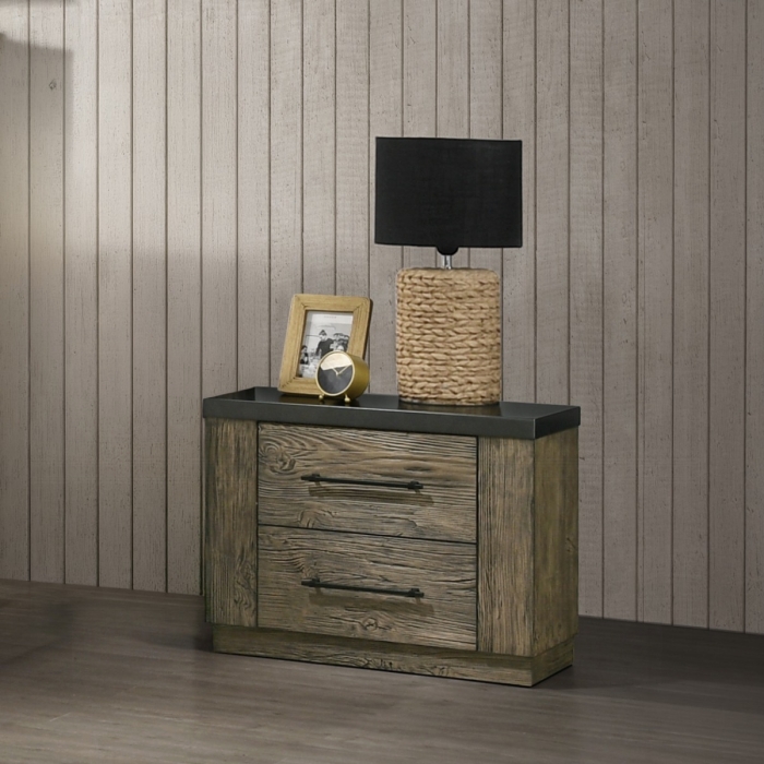 Lance Rubber Wood Tree Bark Nightstand