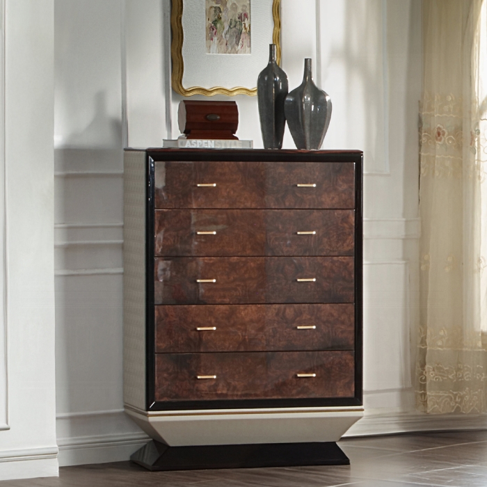 Jamonica Glossy Wood Grain Top & Gold Chest
