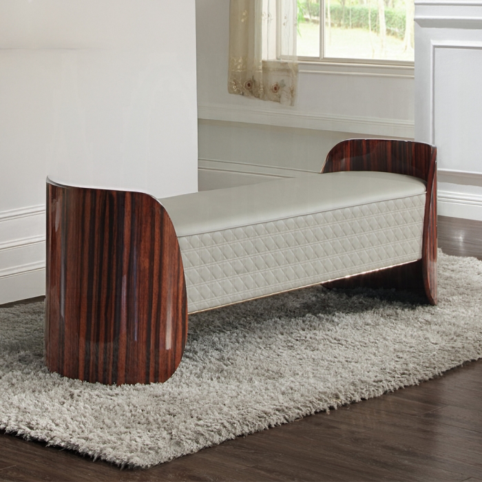 Jamonica Glossy Wood Grain Top & Gold Bench