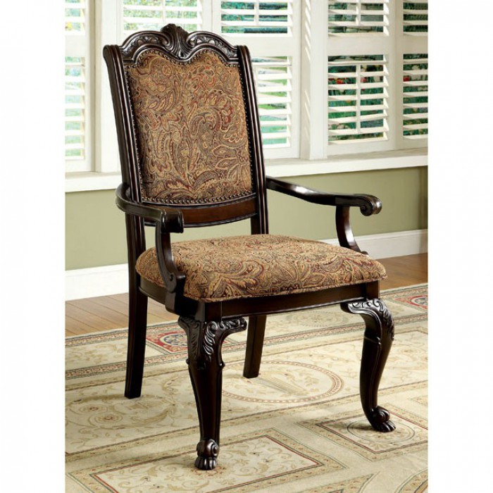 Bellagio Damask Print Fabric Arm Chair Set of 2