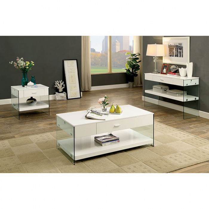 Raya Contemporary Coffee Table with Storage Drawer