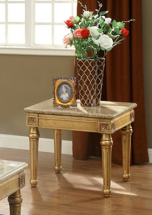 Daesha Marble & Antique Gold End Table