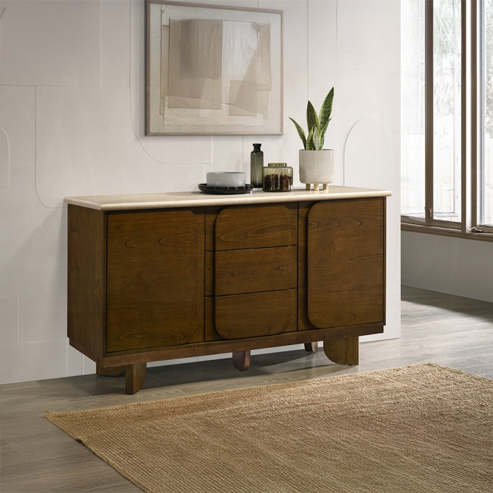 Kasha Natural Marble Top Vintage Oak Server