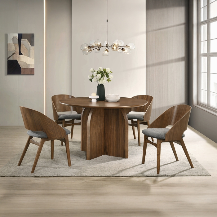 Delmon Dark Walnut Round Dining Table