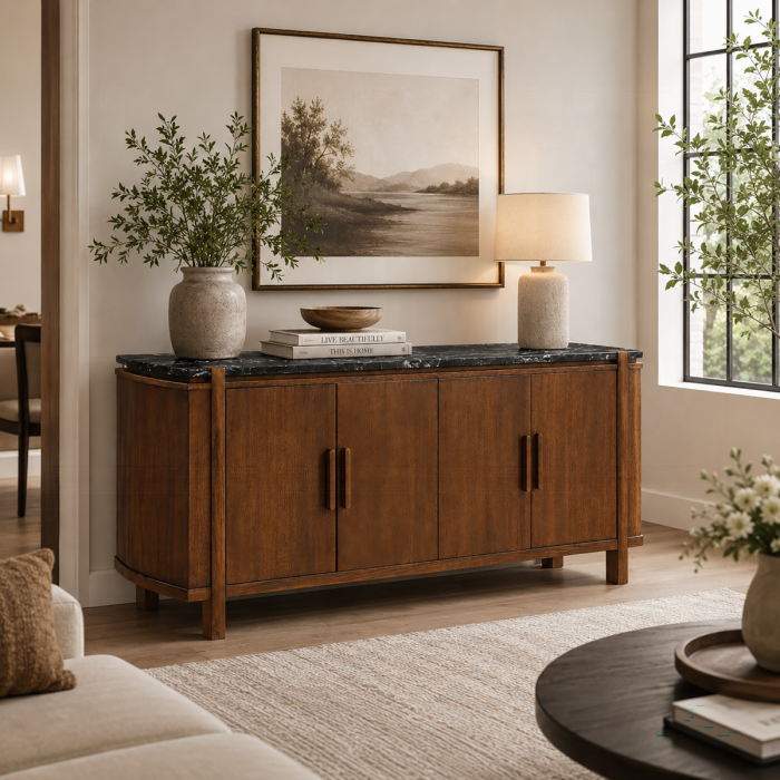 Estella Black Natural Marble Top Server