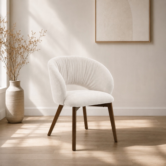 Eada Beige Chenille Arm Chair Set of 2