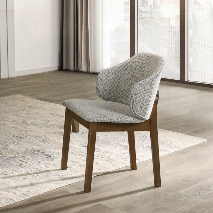 Oleia Chenille Walnut Side Chair Set of 2