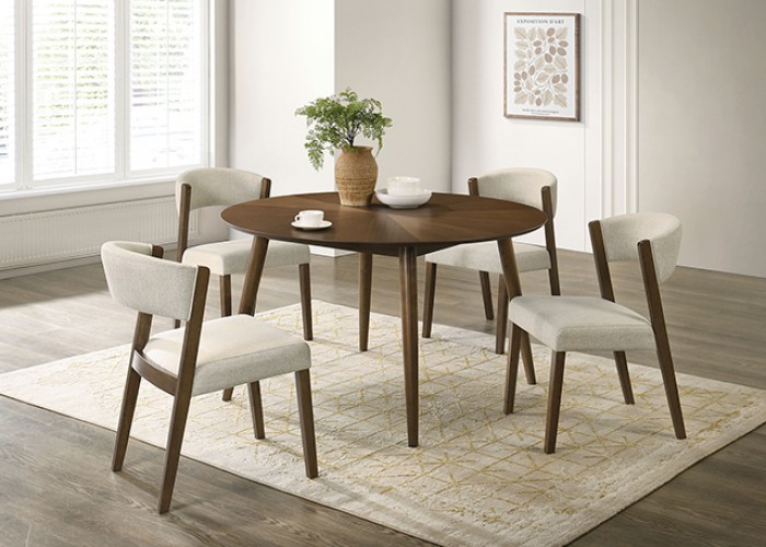 Raissa Mid-Century Modern Walnut Round Dining Table