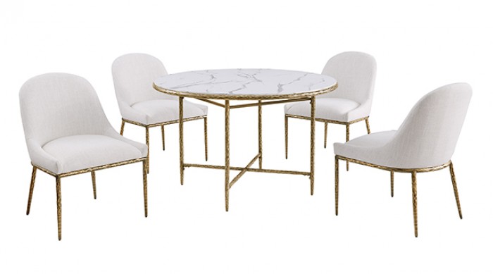 Balvi Contemporary Matte Gold Round Dining Table