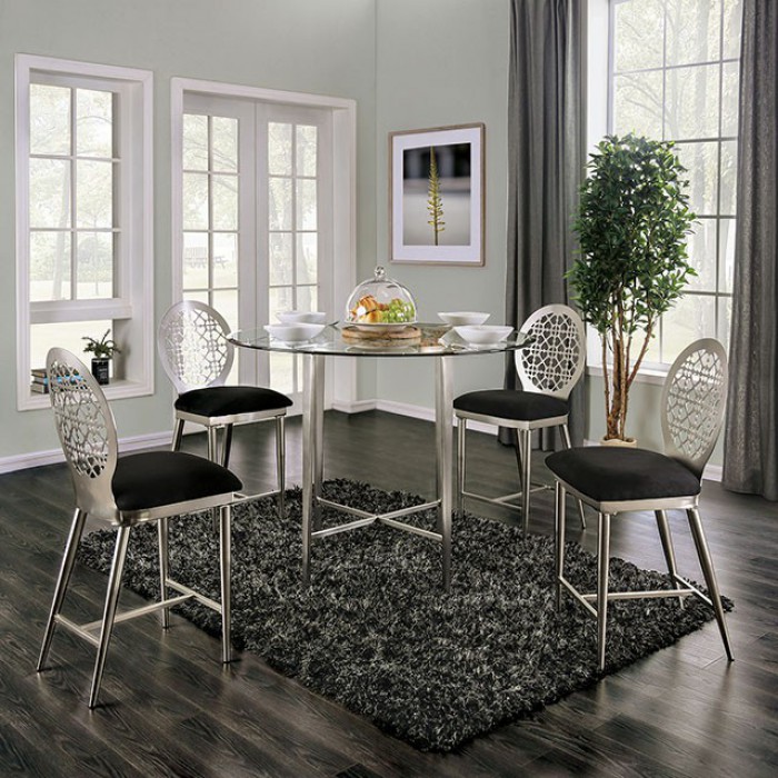 Abner Satin Plated Tempered Glass Counter Height Table