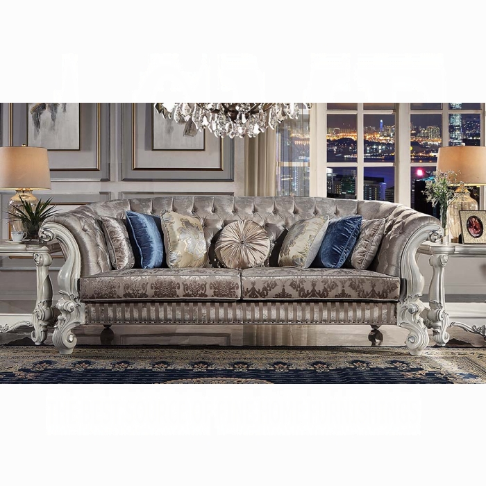 Versailles Ivory Fabric Sofa with 7 Pillows