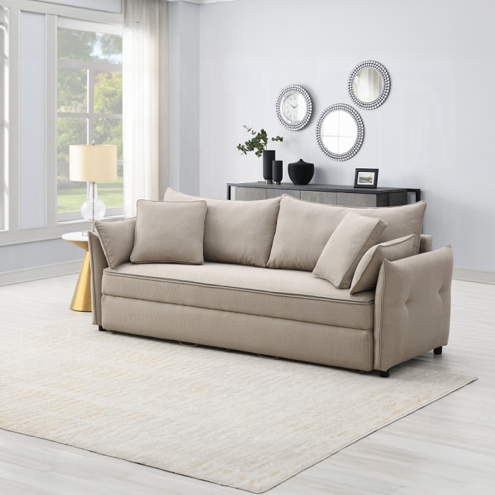 Irina Beige Fabric Sofa with Sleeper