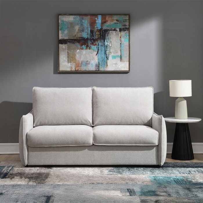 Jinn Beige Chenille Sofa with Sleeper
